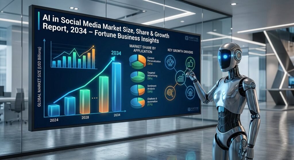سوق الذكاء الاصطناعي في وسائل التواصل الاجتماعي: نمو هائل متوقع بحلول عام 2034